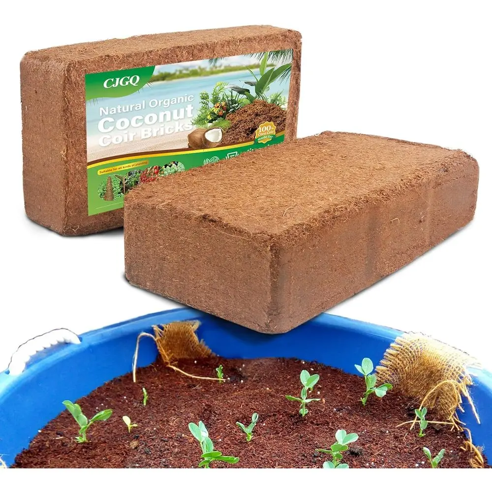 Brick or Organic Coconut Soil - 2 Pack With Low EC & PH Balance - High Expansion Fiber for Herbs & Flowers - Renewable Planting