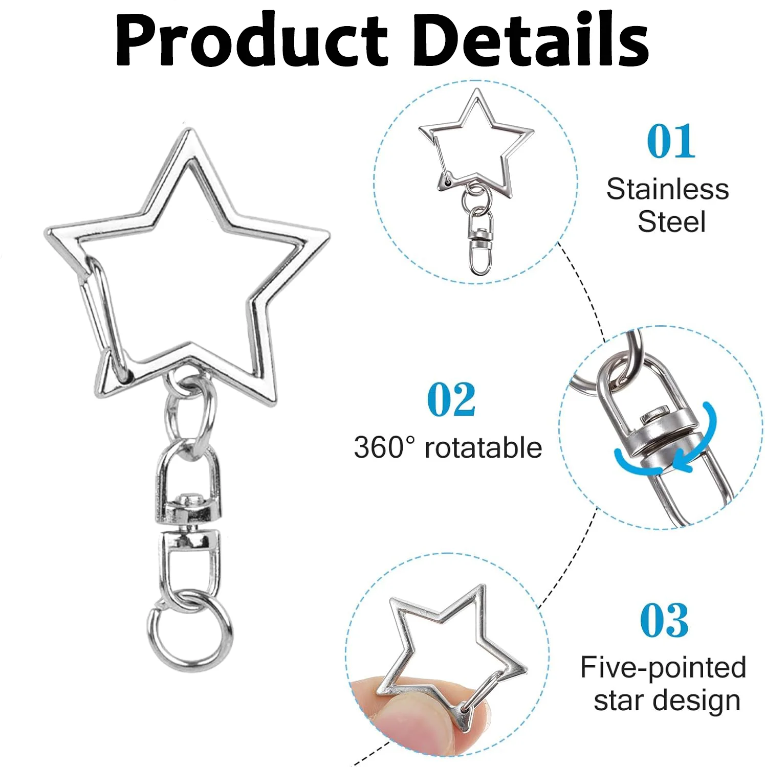 Picture 4: 20/30sets star-shaped alloy lobster claw buckles with rings,suitable for DIY crafts ,holiday gift,bag,keychains,doll accesories