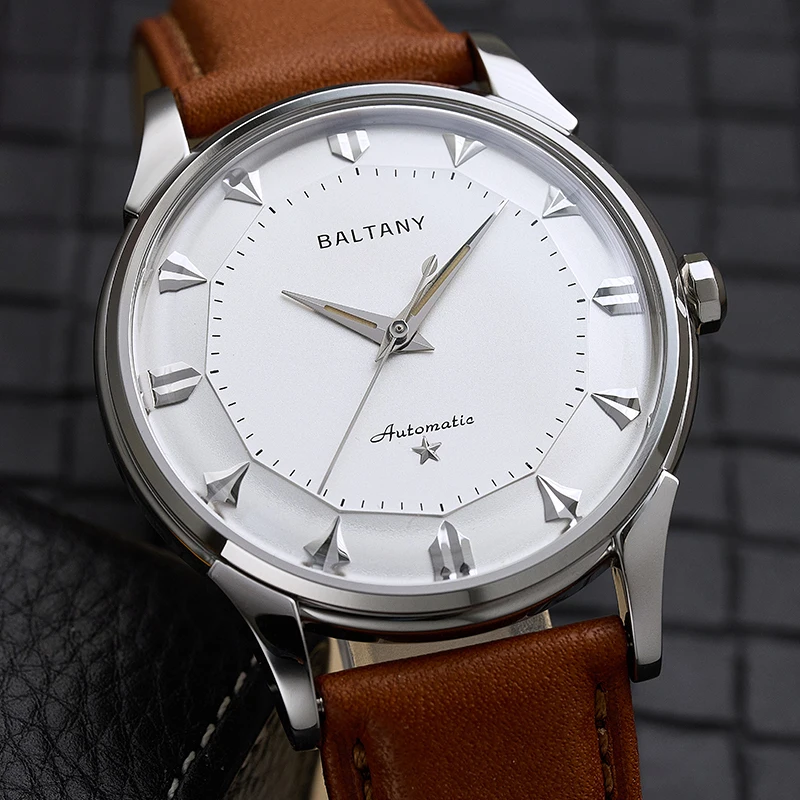 Baltany S4090 Pie-pan Dial Watch With Dog-leg Lugs Retro Men Automatic Mechanical Wristwatch Business Outdoor Fashion Timepiece