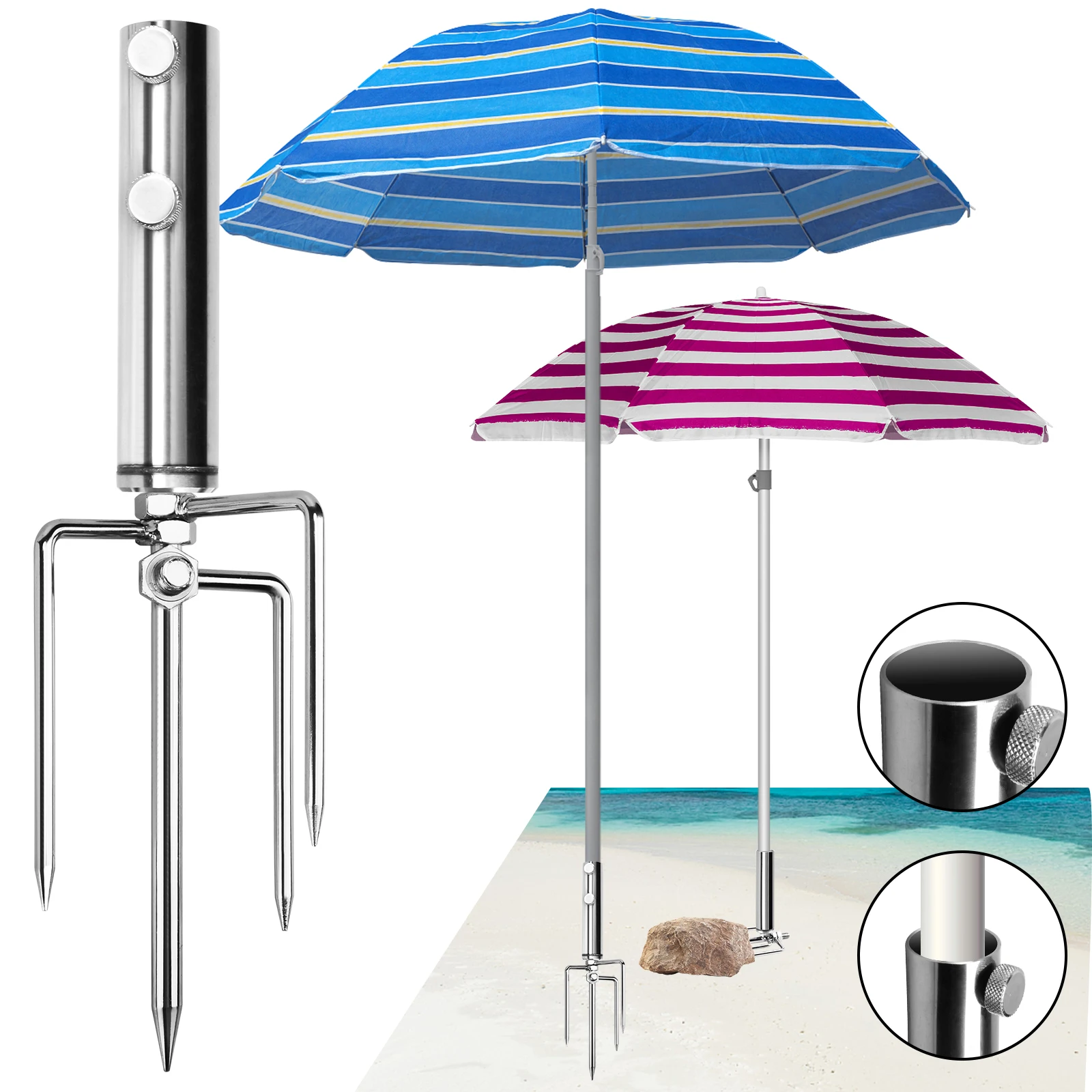 

Umbrella Base Lawn Thorn Parasol Stand Sun Beach Patio Umbrella Sand Ground Fixing Anchor Stand Portable Parasol Ground Anchor H