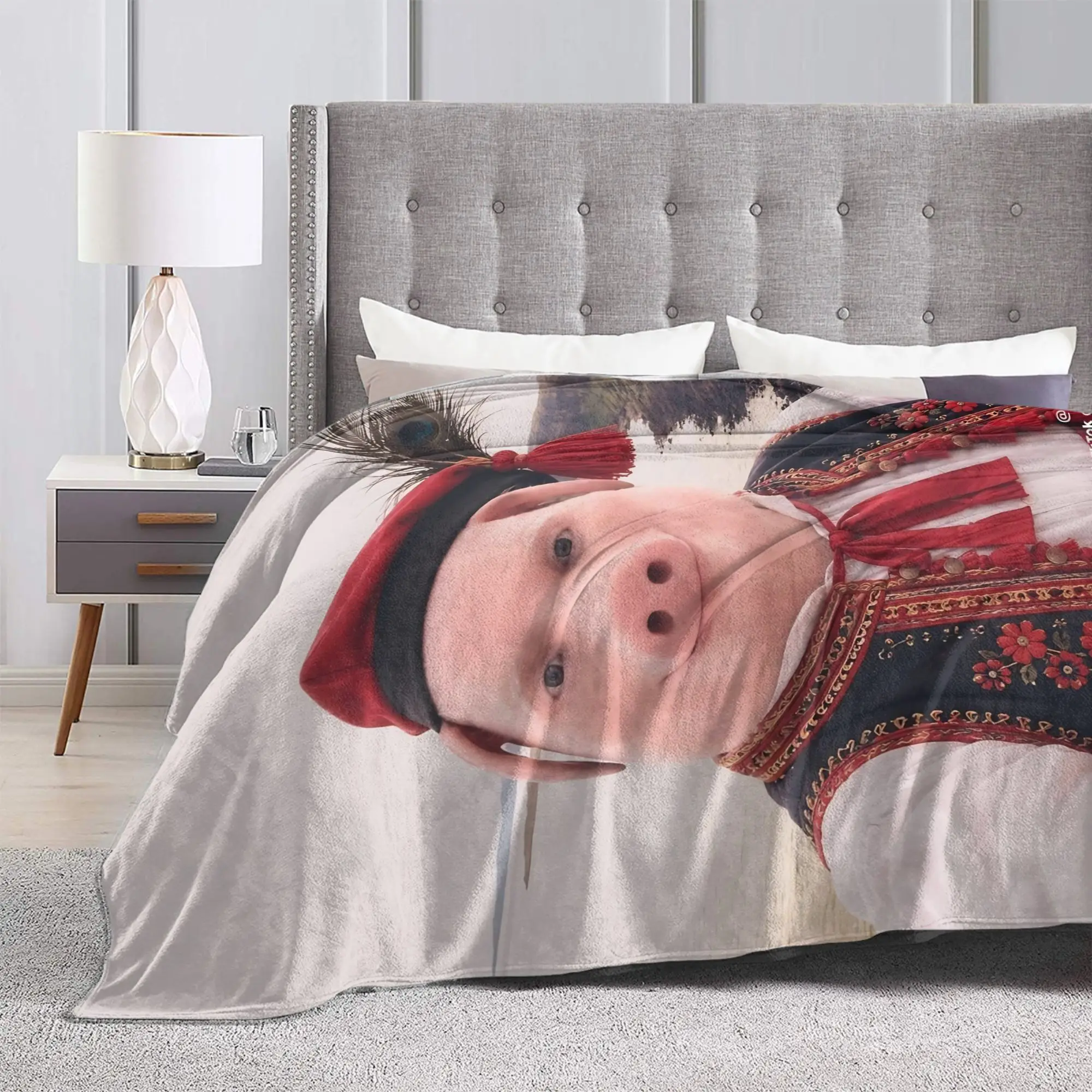 John Pork Traditional Polish Krakow Blanket Cover Velvet Funny Meme Super Warm Throw Blankets for Bedding Couch Bedroom Quilt