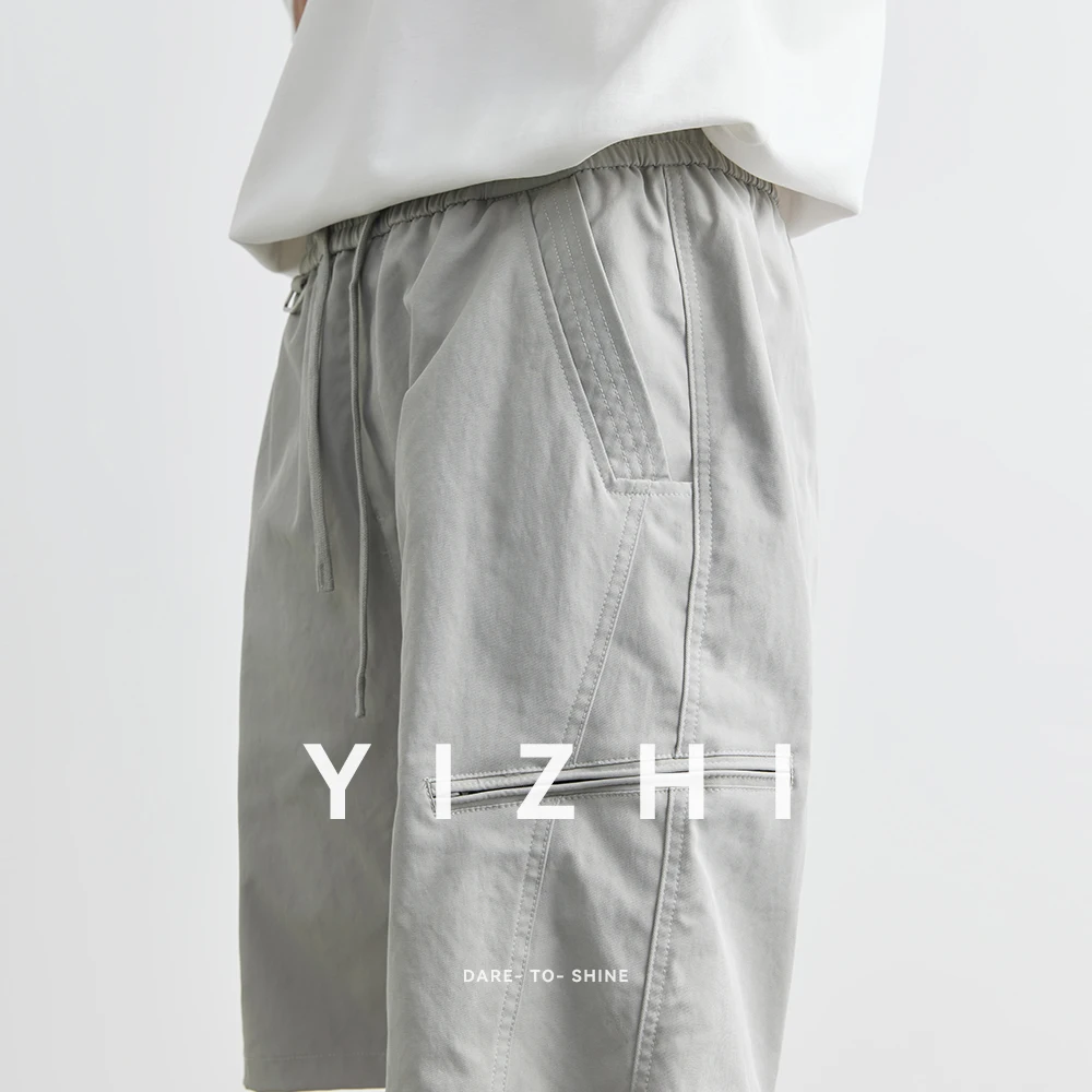 Fashion Men's Workwear Functional Shorts 2025 Summer New Outdoor Sports Fitness Running Shorts Loose Elastic Waist Thin Shorts