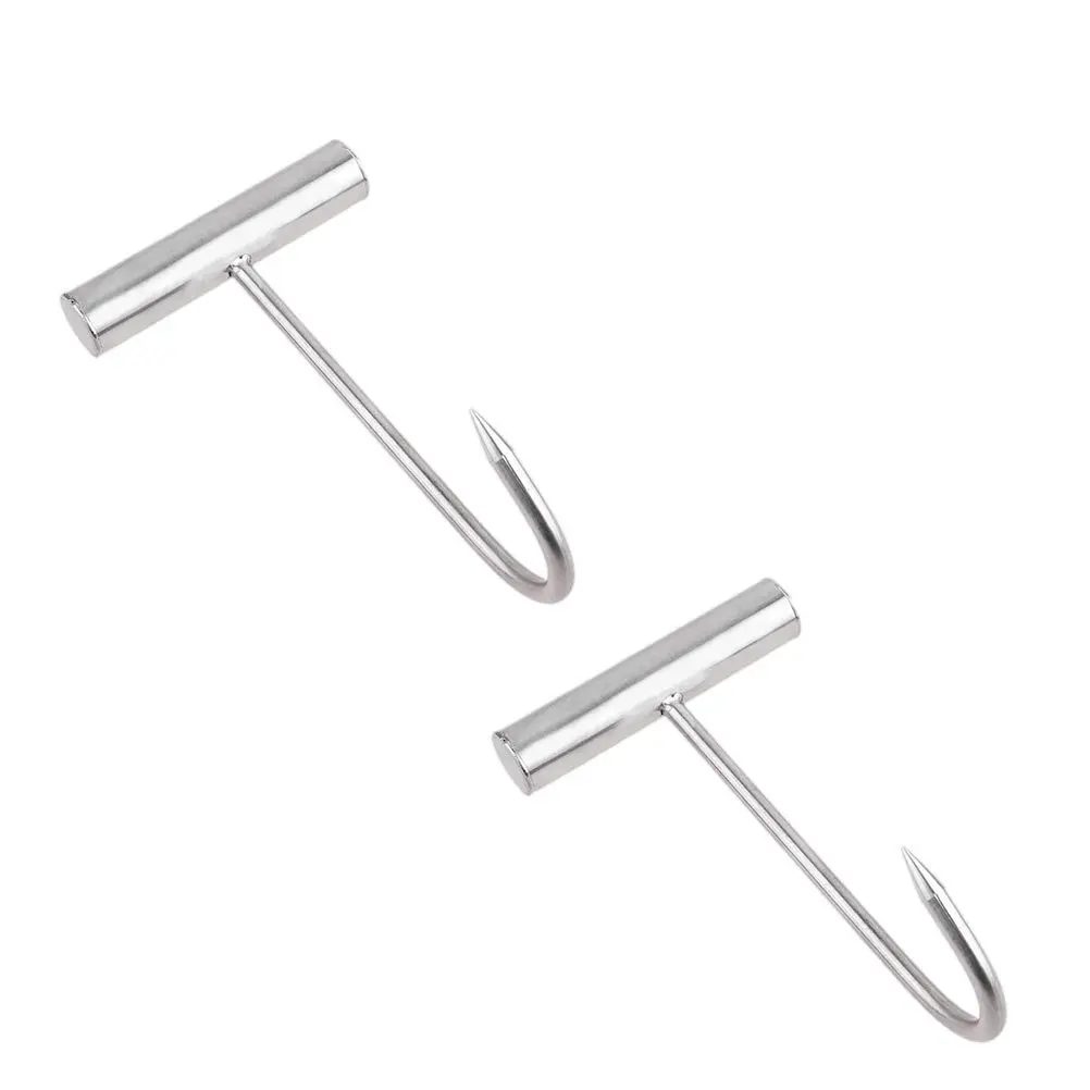 

2Pcs Stainless Steel T Hooks Heavy Duty Meat Hanging Hooks for Butchers Bbq Kitchens Hunters Pork Hanger Butcher Shop Tool
