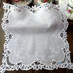 Fazzoletto quadrato con coperchio a centinaia di nastri ricamati a mano Chaoshan in puro cotone vintage britannico 36 cm