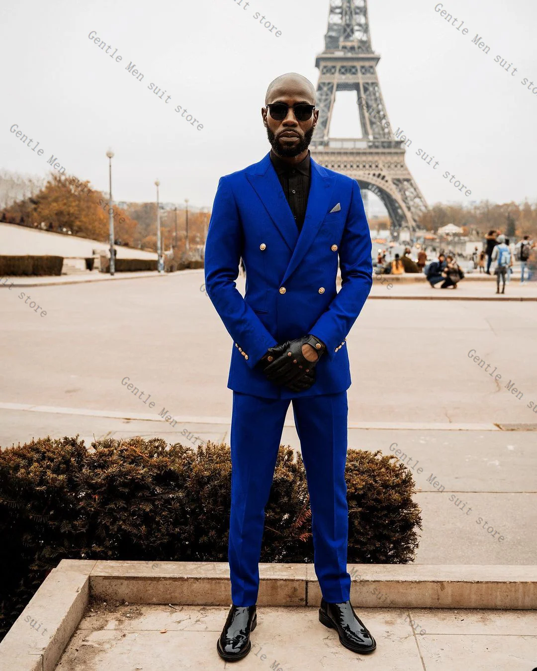 

Royal Blue Men Suit Set 2 Pcs Blazer+Cotton Pants Trousers Wedding Tuxedo Formal Buttons Office Jacket Prom Coat Customized