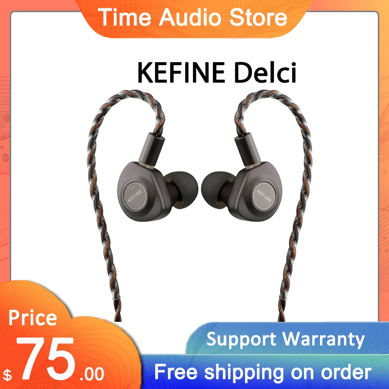 

KEFINE Delci 10mm DLC+PU Diaphragm Dynamic Driver Hifi Wired IEM Earphones with CNC Metal & Detachable 0.78mm 2pin 3.5mm Cable