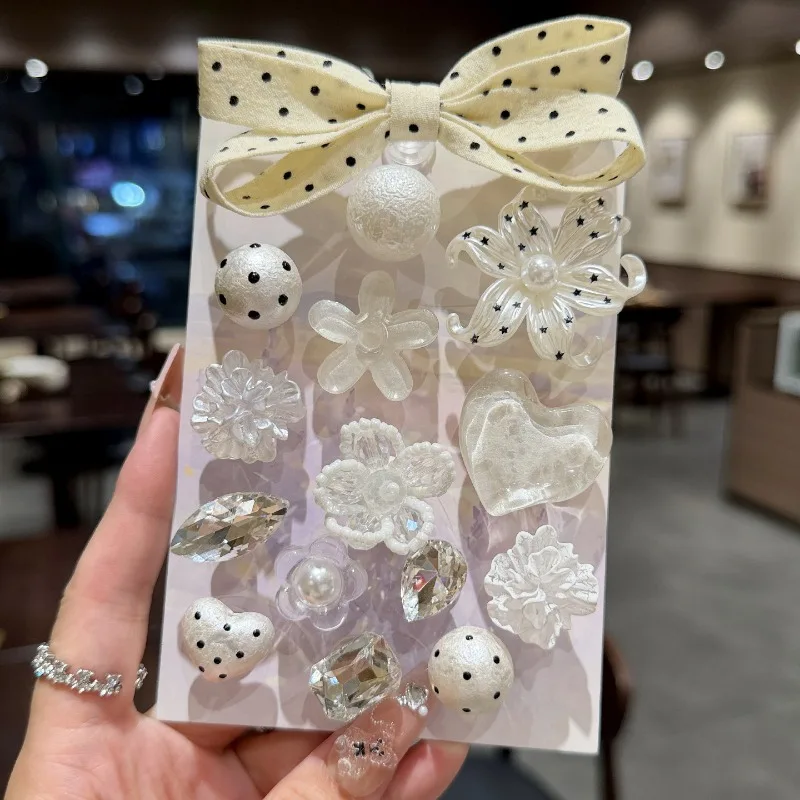 Soft Polka Dot Bow Croc Shoe Charms Korean Cream White Style Detachable Shoe Ornaments Cute Sandal Decor Buttons Fashion DIY