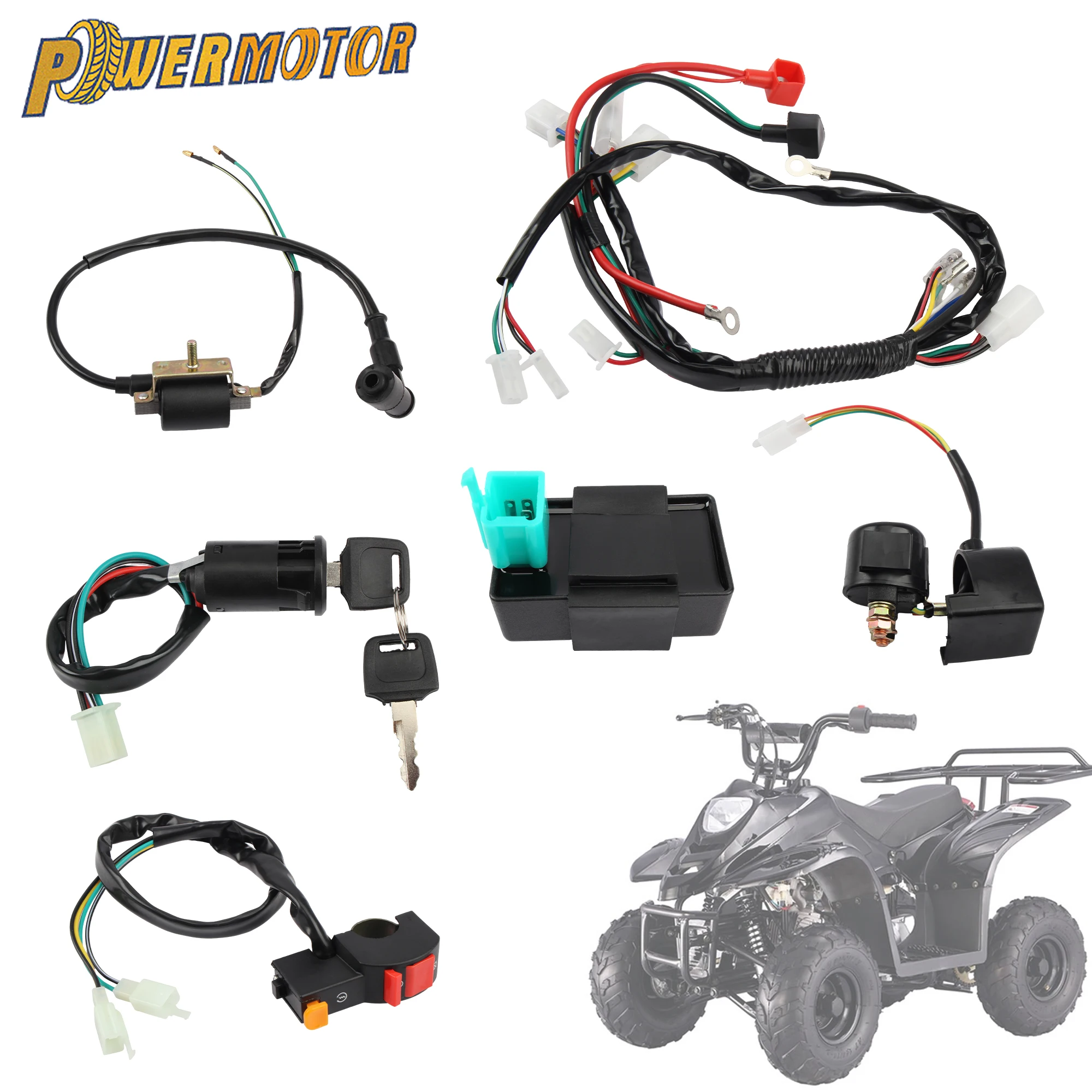 

Motorcycle Electrics Wiring Harness Kit Ignition Coil Electric Door lock Rectifier Relay For 125cc-250cc ATV Go Kart Dirt Bike