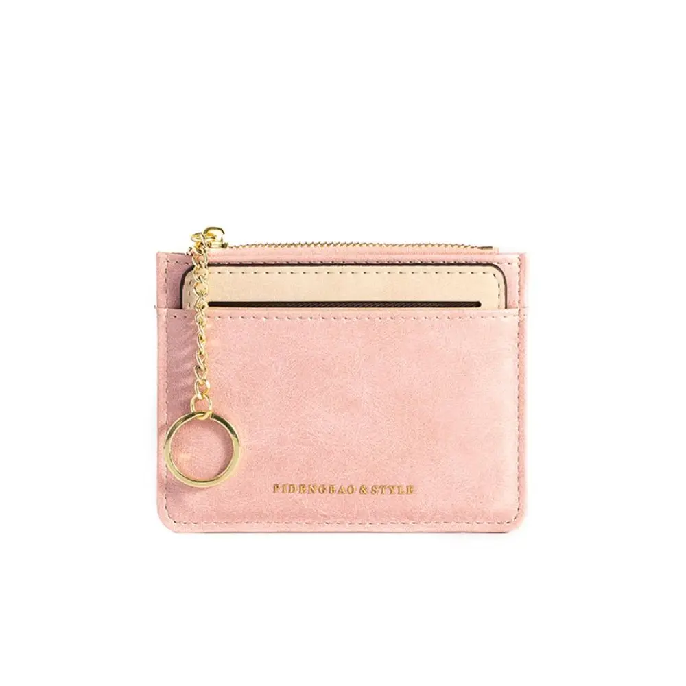 

Fashion Design PU Leather Card Bag Thin Mini Wallet Card Holder Purse Solid Color Zipper Coin Purse Travel