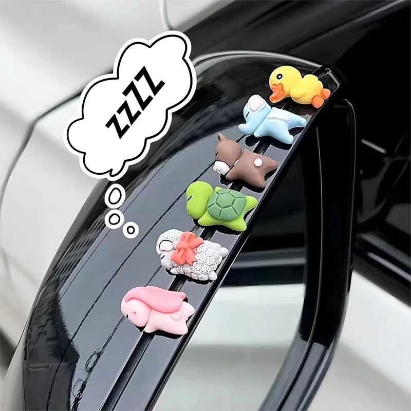 6pcs/set Cute Lying Mini Turtle Auto Center Console Rearview Mirror Ornaments Funny Car Interior Decoration Car Accessories