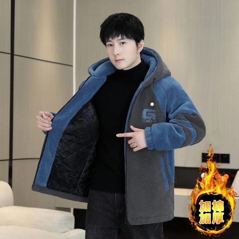 

Autumn and Winter Fashion Trend Thickened Warm Lamb Wool Cotton Coat Men's Casual Loose Sports Large Size High Quality Jacket
