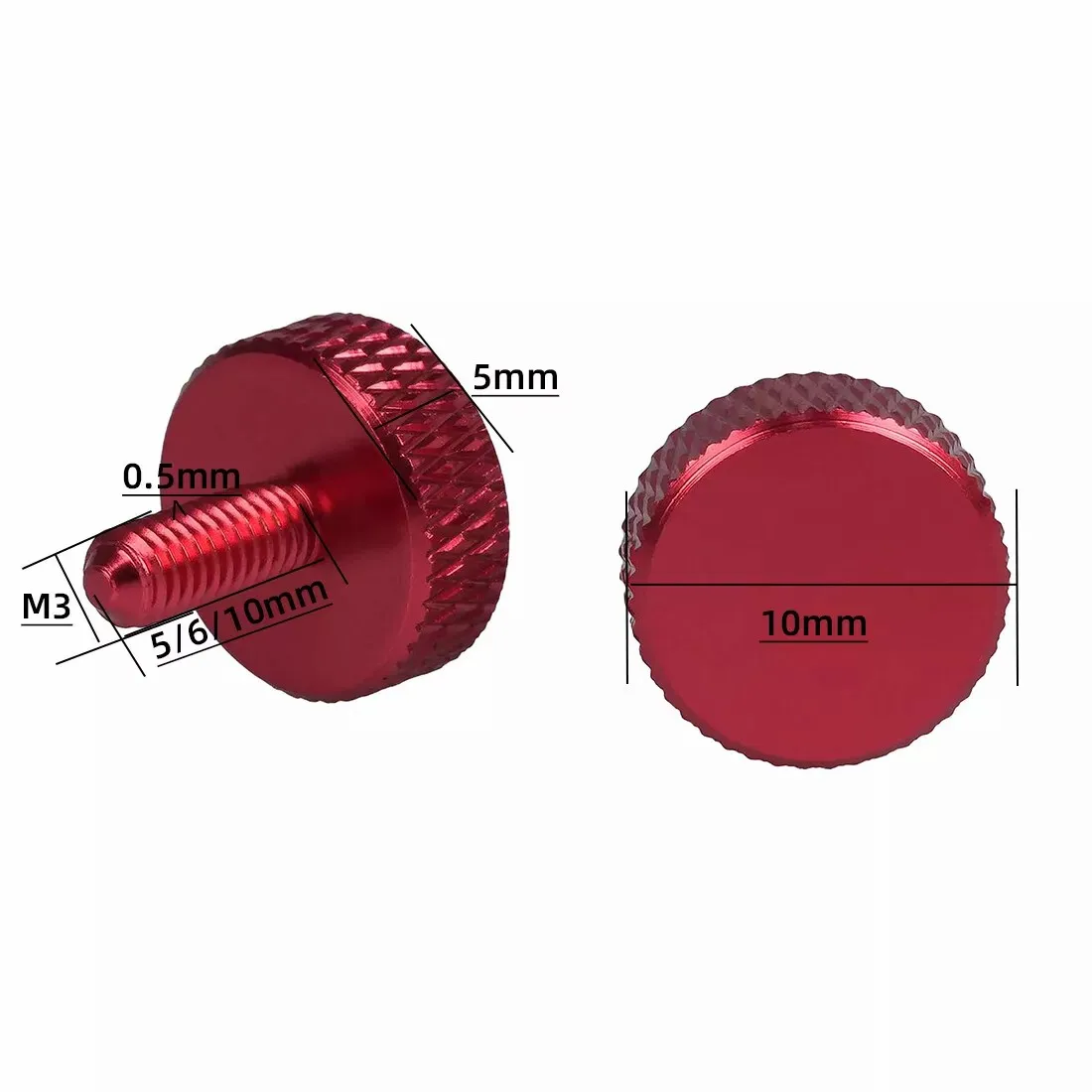 2~20pcs M3x5/6/8/10mm Aluminum Alloy Knurled Thumb Screw Flat Head Hand Grip Knob Bolts Knob Adjustment Screws