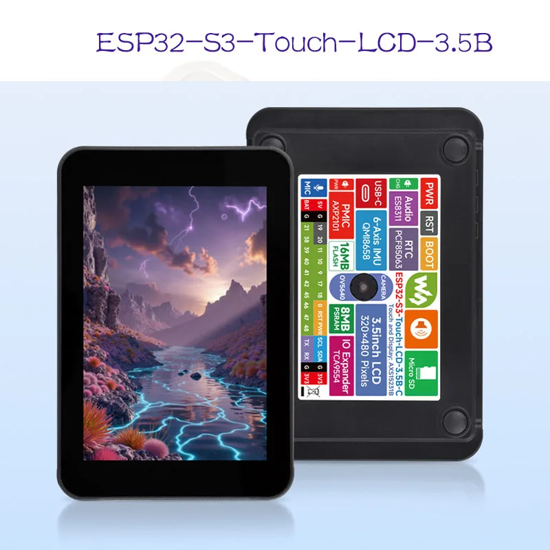 ESP32-S3 3.5" Touch LCD Board Type B - 320x480 IPS QSPI Display with Camera Interface & Wi-Fi Support