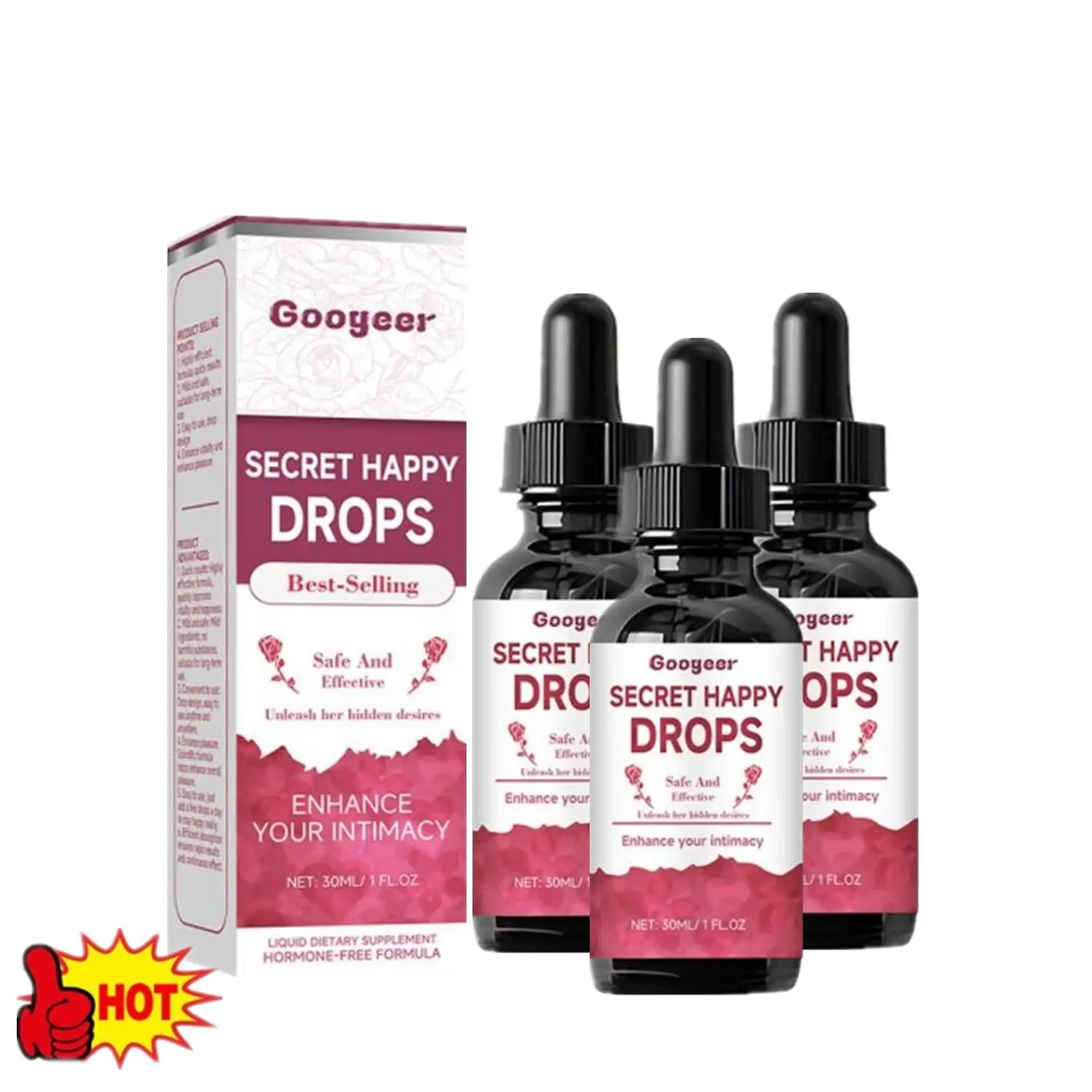 3PCS Secret Happy Drops 30ml/1.01fl Oz Secret Happy Drops For Women Secret Drops Dropshipping