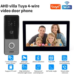 TUYA Wireless Wifi Video Doorbell 1080P 7/10 Color Touch Screen Smart APP Home Intercom Kit for RFID Card Access Control System