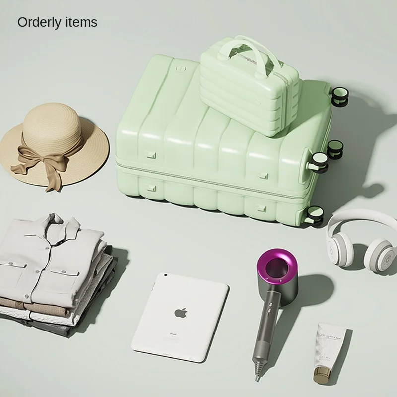 Carrinho de viagem para homens e mulheres, conjunto de bagagem de grande capacidade de 20-26 polegadas com zíper, mala de cabine leve