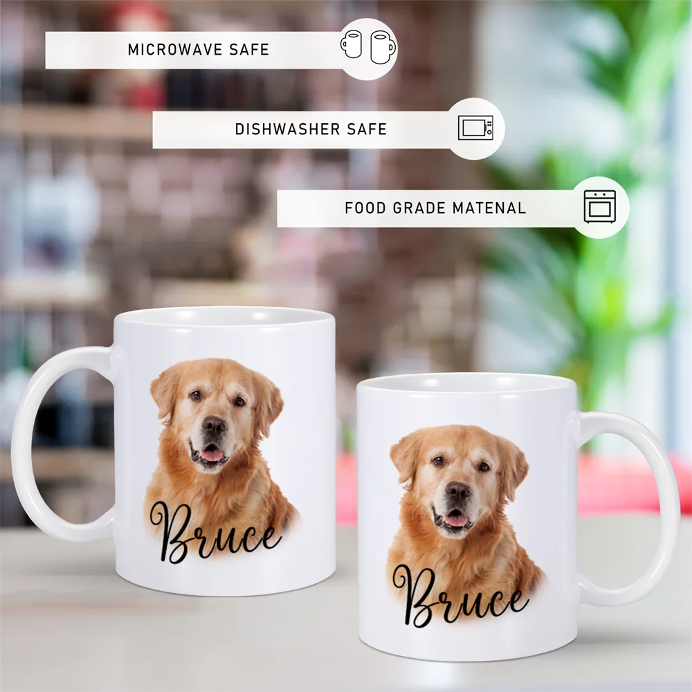 Personalized Pet Dog Cat Mug Customized Dog Puppy Kitten Photo Name Cup DIY Tea Coffee Milk Mugs 325ML 11oz Creative Cute Gift