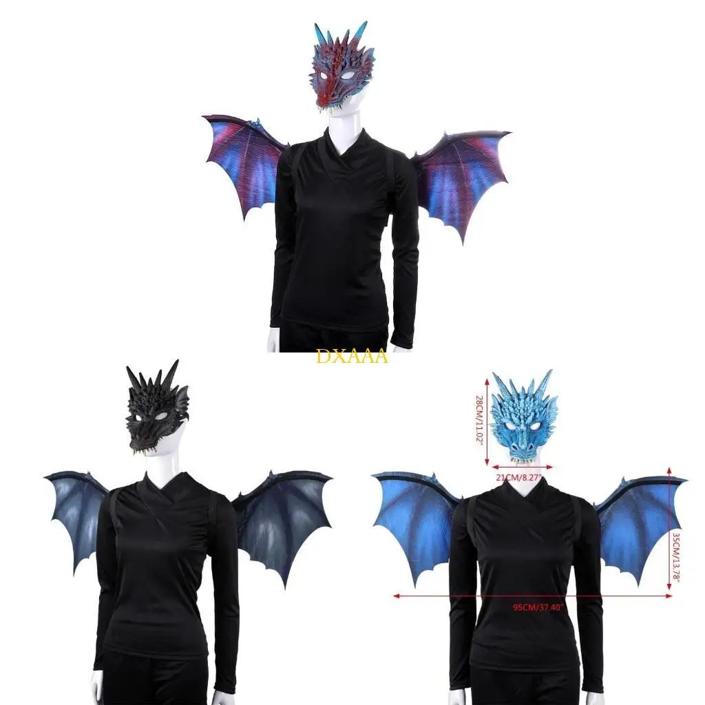 

DXAA Devil Dragon Mask Wings Halloween Carnival Cosplay Costumes for Men Women Scary Party Stage Performance Props