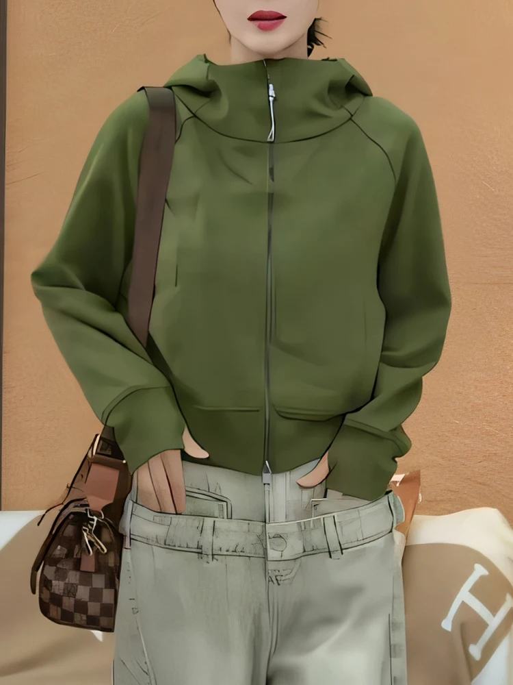 

Женская осенняя толстовка с двойной молнией, повседневная, модная, свободного кроя, с длинными рукавами, с капюшоном