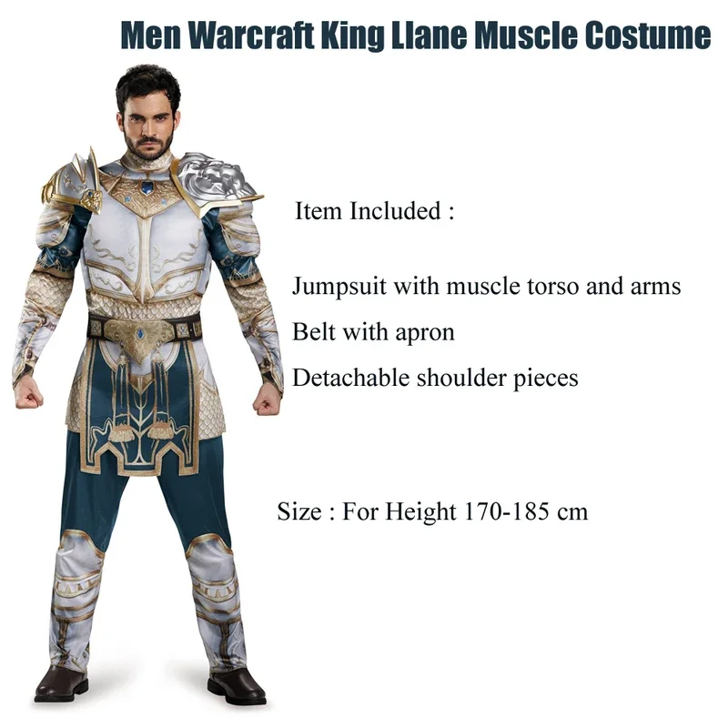 Snailify WOW Movie Character Cosplay Men Warcraft King Llane Muscle Costume Medieval King Costume Shield