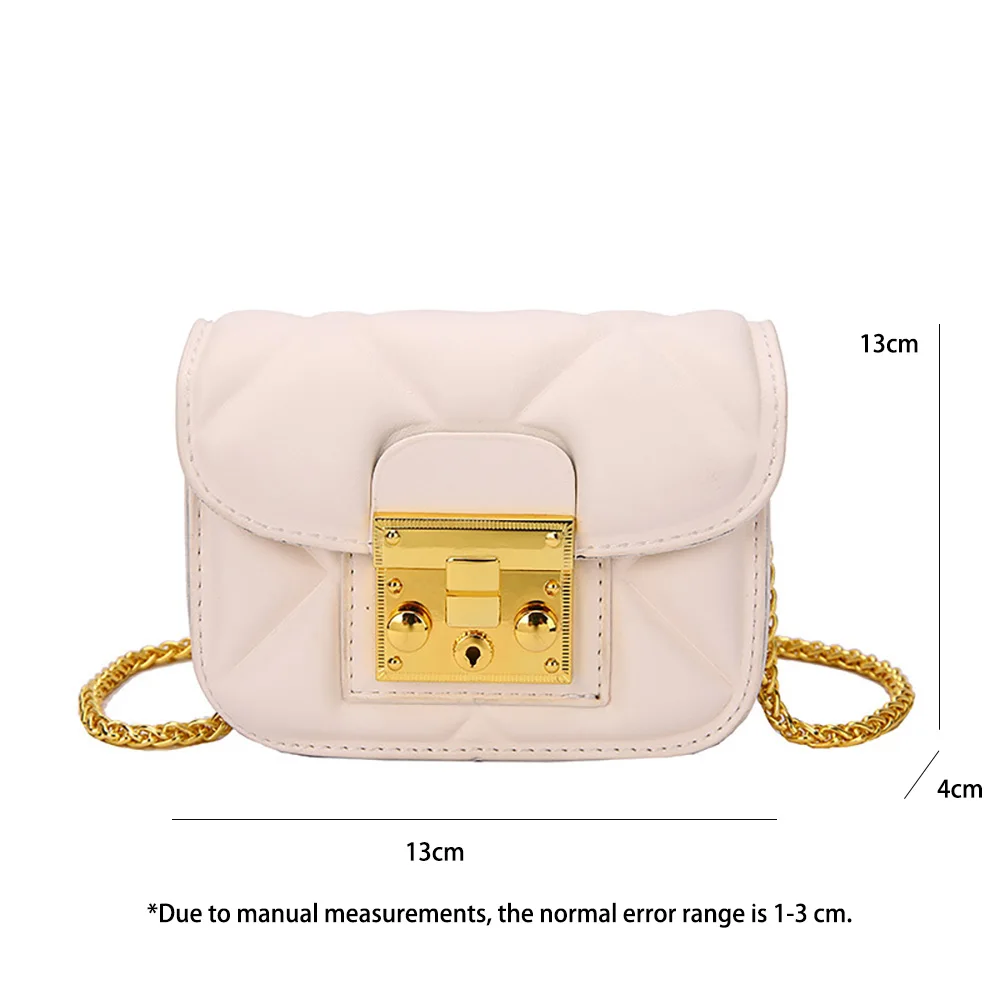 Mini Chains Crossbody Bags for Women Summer Solid Color PU Leather Shoulder Bag Rhomboid Pattern Design Card Holder Purse Bag