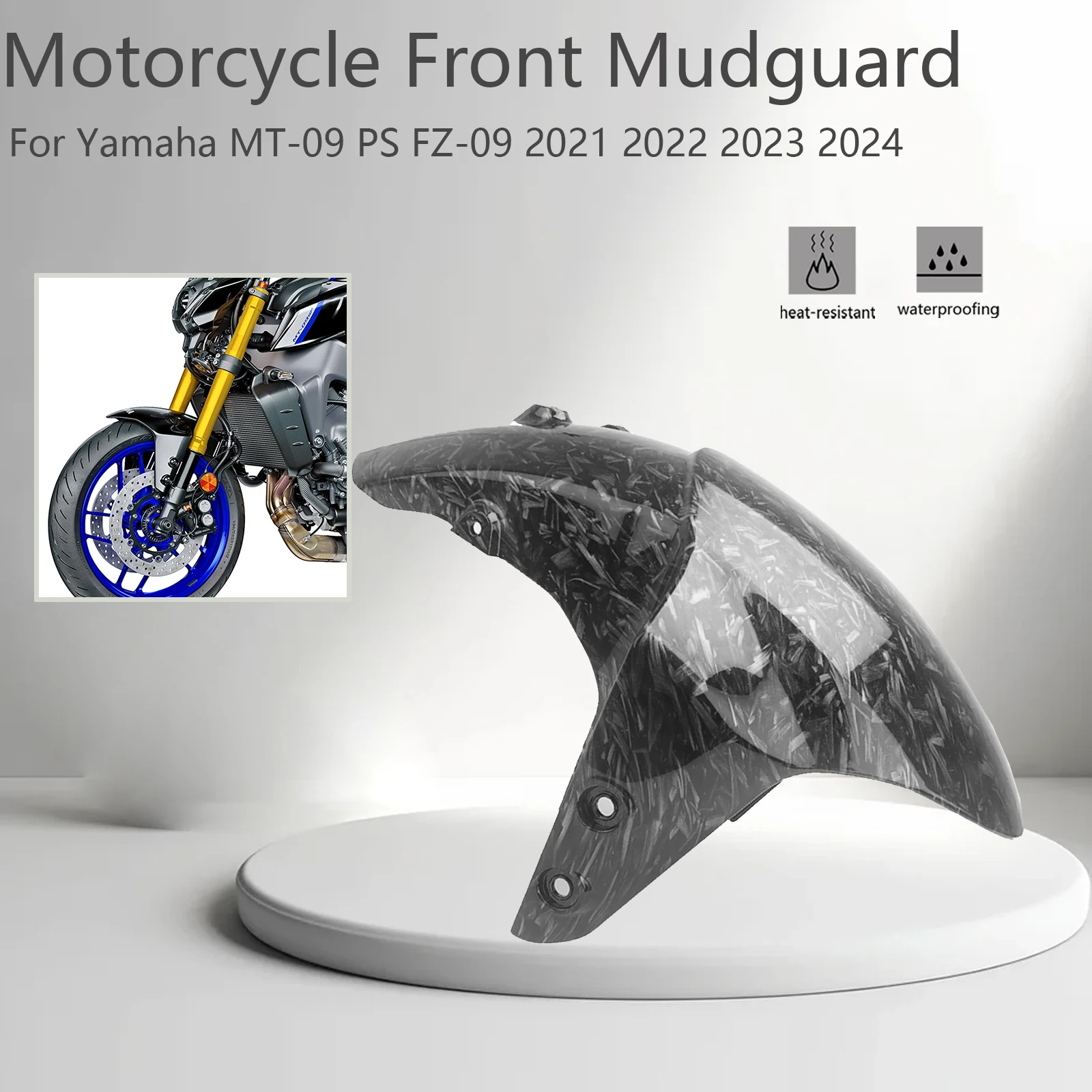 Per Yamaha MT-09 PS FZ-09 2021 2022 2023 2024 Moto Anteriore Pneumatico Parafango Ruota Splash Guard Parafango Accessori ABS Carbonio