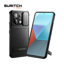 SURITCH For Redmi Note 13 Pro 5G / Poco X6 5G with Stand Camera Protection Slide Camera Cover Shockproof Case Protective Cover