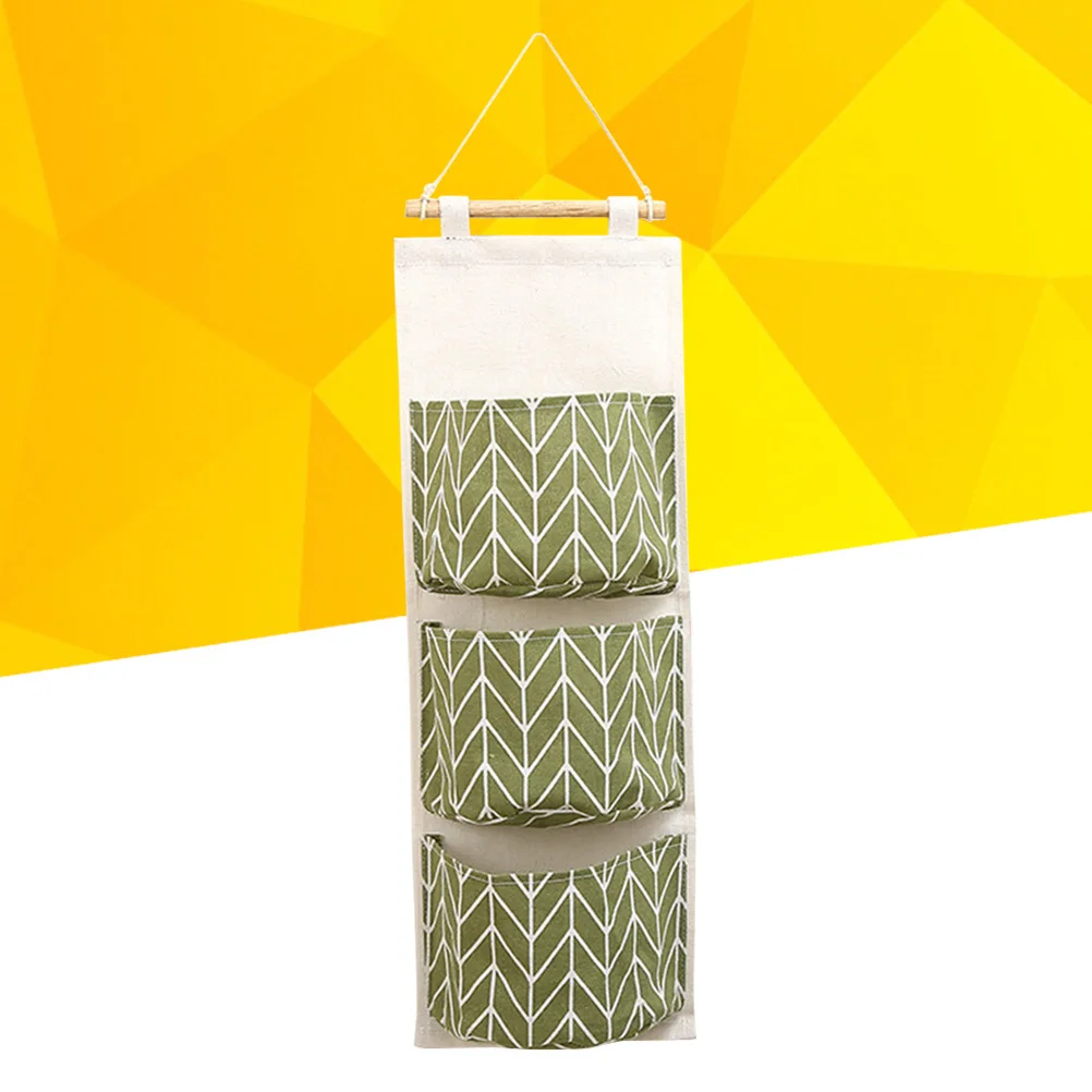

Waterproof Storage Bag Multi-Layer Hanging Organizer For Door Wall Bedroom Kitchen Bathroom Office Home Use Green Cotton