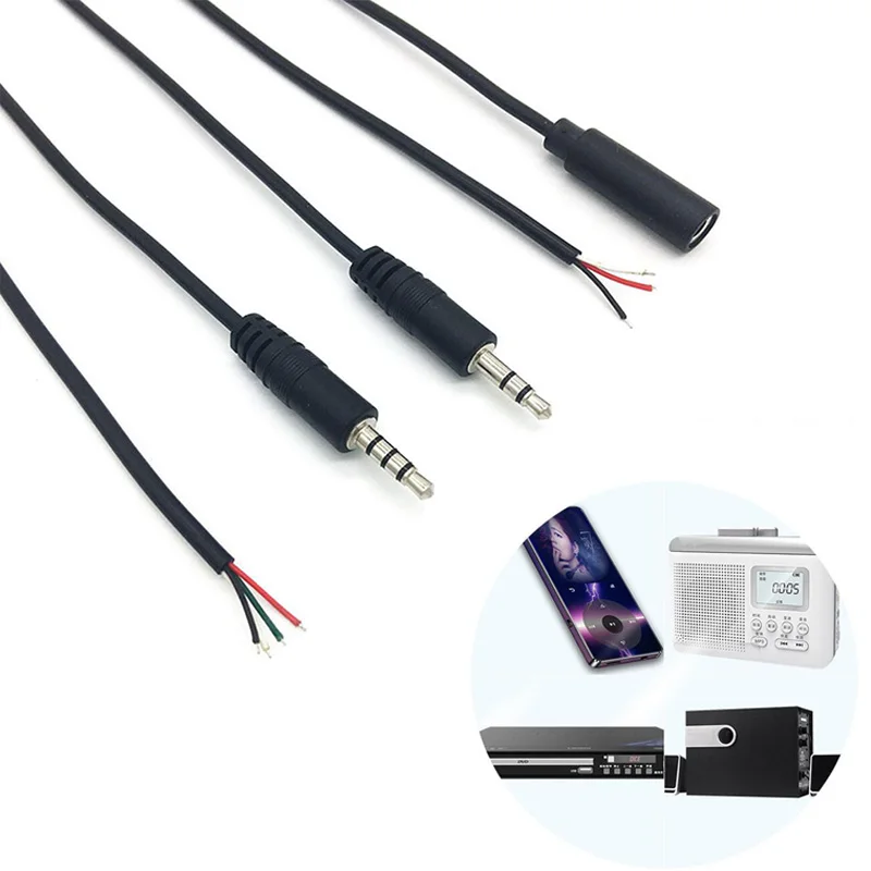 2.5mm 3.5mm DIY Audio Repair Cable 2pole 3pole Connector Wire Male Female Plug 2pin 3pin AUX Extension Cord Charger L1