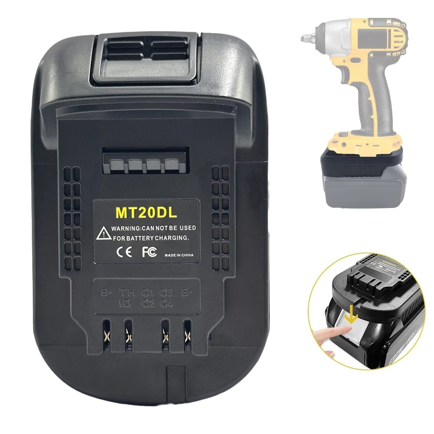 

Адаптер для аккумуляторов MT20DL: преобразует литий-ионные аккумуляторы Makita 18В в литий-ионные аккумуляторы Dewalt 18В/20В DCB200 для беспроводных электроинструментов