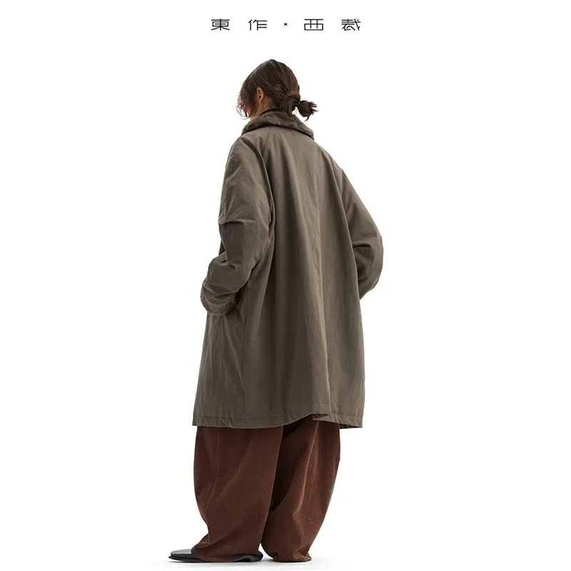 豪華で暖かい～ミンクファー襟＋グースダウン充填 2025年レディース新作 冬用 暖かく厚みのあるカジュアルトレンチコート ミドル丈スタイル