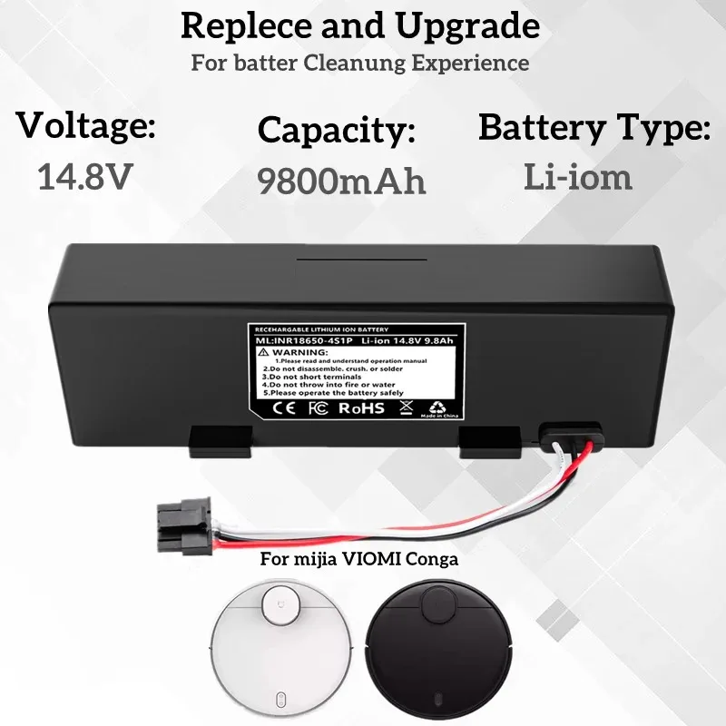 

Original Akku Viomi V3 V2 14,8 V 9800mAh Pro VRVCLMB21B MVVC01-JG STYTJ02YM Roboter Staubsauger