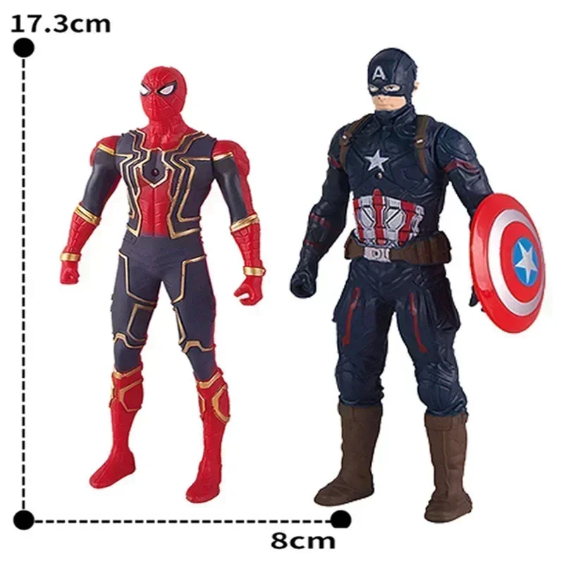 17cm Marvel Spiderman Model Anime Action Figures Spider-man Captainironman Luminous Children's Toys Decorationdolls Gifts