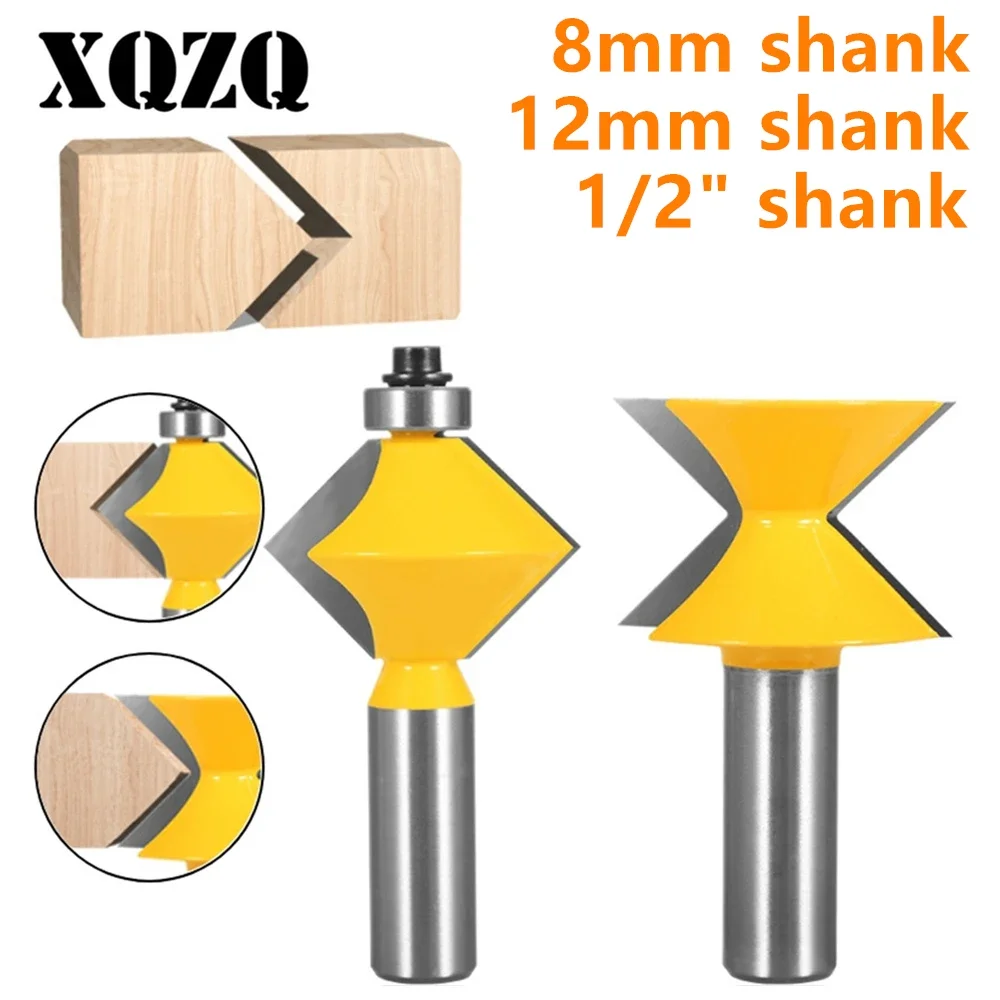 8mm 12mm 12.7mm shank 2PCS 90° Edge Banding Assembly Router Bit Carbide Cutter Woodworking Milling Cutters For Wood Tools