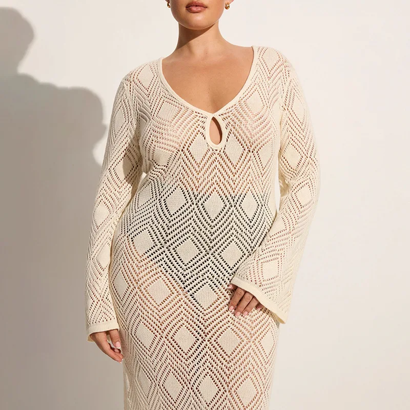 2024 sommer Neue Rock frauen Einfarbig Sexy Gestrickte Strand Bikini Badeanzug Cover Up Sonnenschutz Kleidung