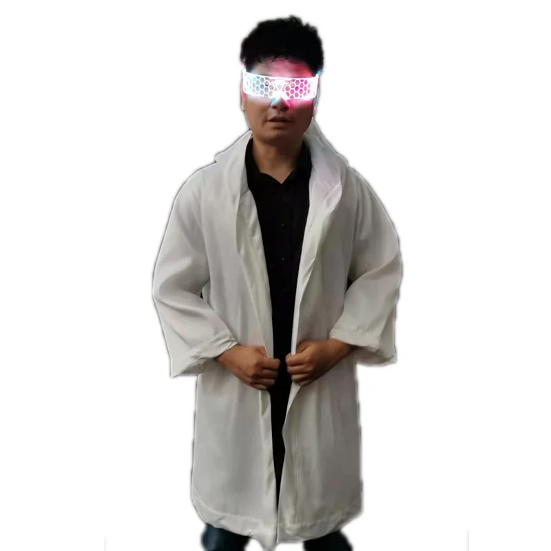 

Colorful glowing clothes fiber optic hooded windbreaker bar nightclub KTV long sleeve LED color change out of wine clothes man