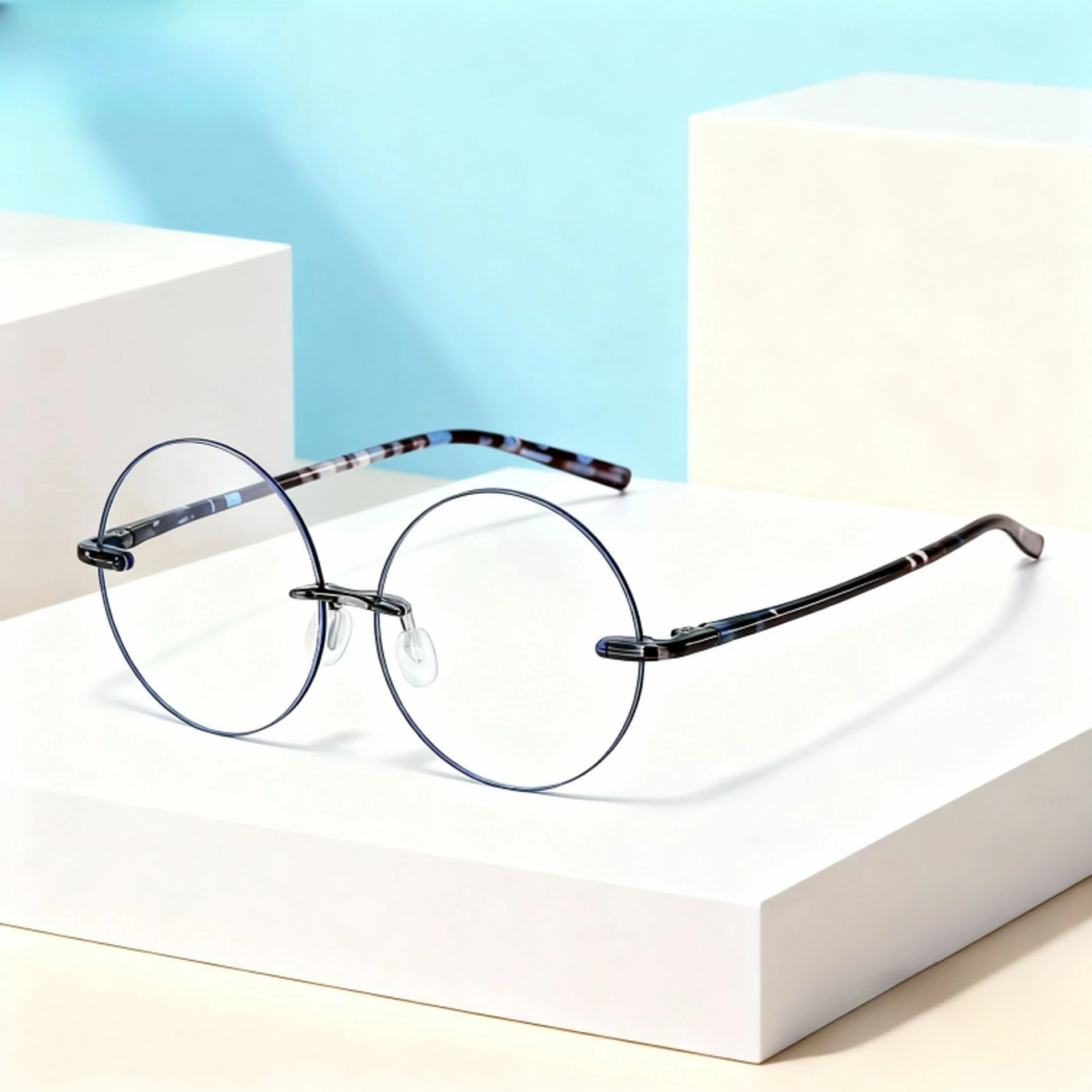 

New Anti-blue High Definition Reading Glasses Round Frame Flat Mirror Ultra-light Thin Frame Decorative Mirror Unisex