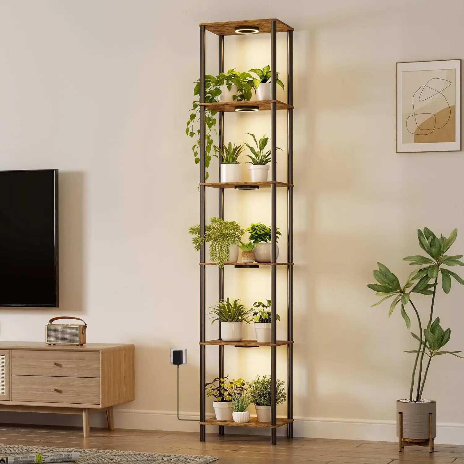 

Indoor growth lamp plant rack, 81.3 'high indoor plant rack, 6-story flower rack with plants