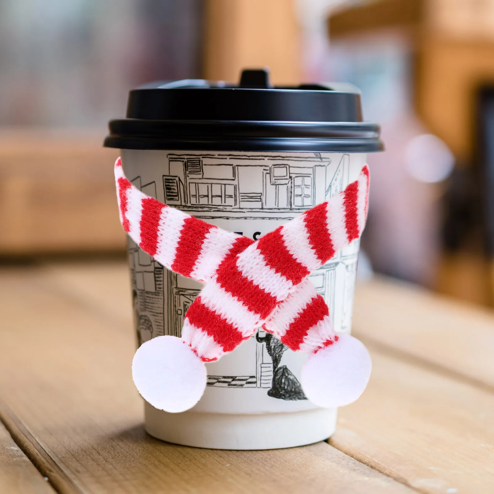 

3 Pcs Scarf Coffee Cup Decoration Xmas Ornaments Miniature Scarves Knitting Cloth