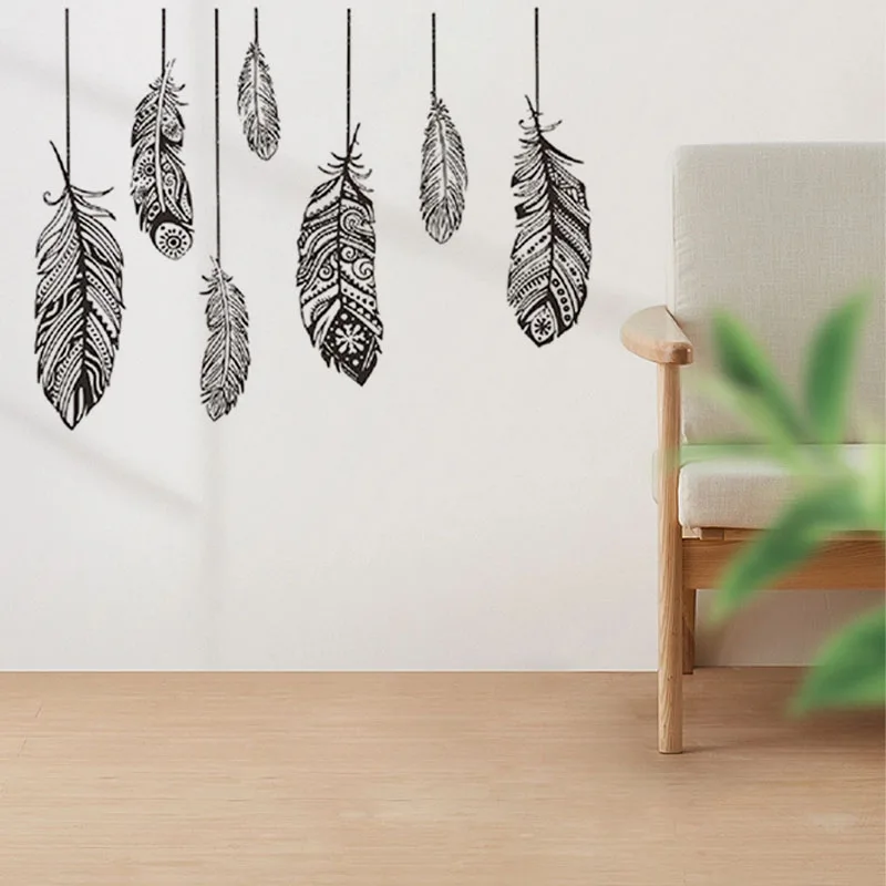 Creative Personality Feather Wallpaper Living Room Decoration Home Art Bedroom Study Wallpapers Sticker For Wall Waterproof Art