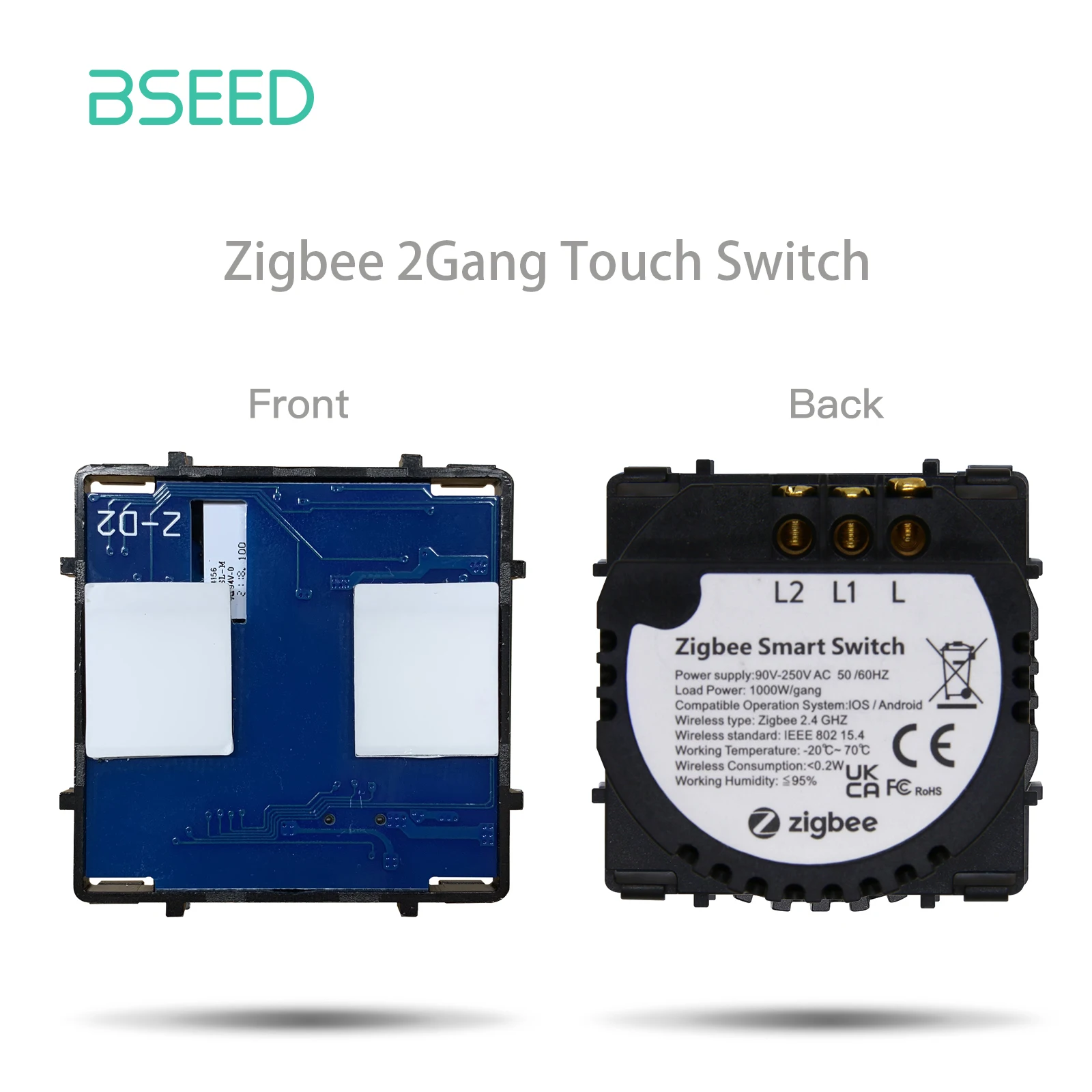 Bseed EU Standard Zigbee Touch Schalter Teile 1/2/3Gang Licht Schalter Modul DIY Teil Tuya Smart Life control Ohne Neutral