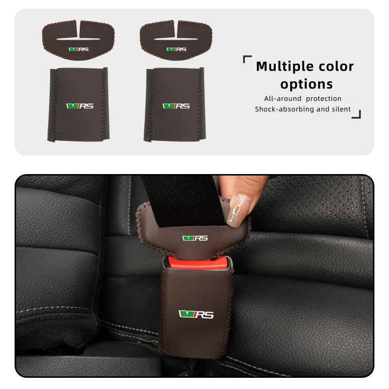 Car Seatbelt Protector Leather Seats Safety Buckle Base Cover For Skoda VRS Octavia Kamiq Kodiaq Karoq RS Superb Rapid Favorit