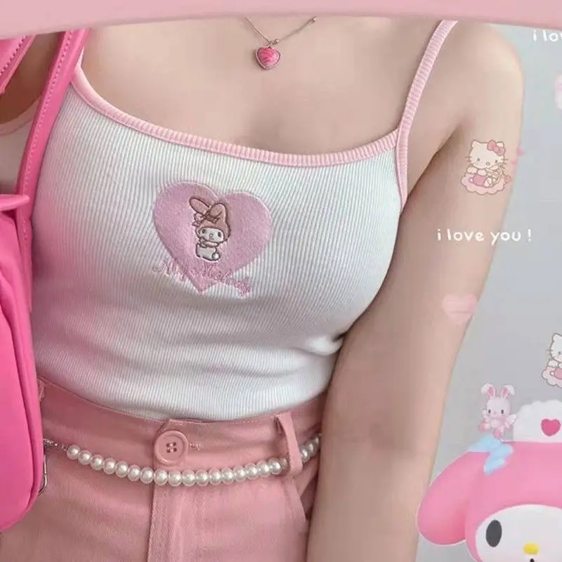 Kawaii Hello Kittys Sanrios Tank Tops Cinnamoroll Melody Purin