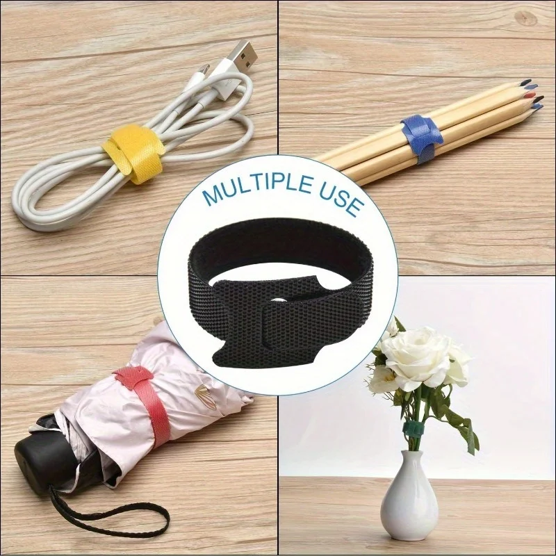 30pcs/50pcs Fastening Cable Ties Reusable, Microfiber Cloth Cable Management Straps Hook Loop Cord Organizer Wire Ties