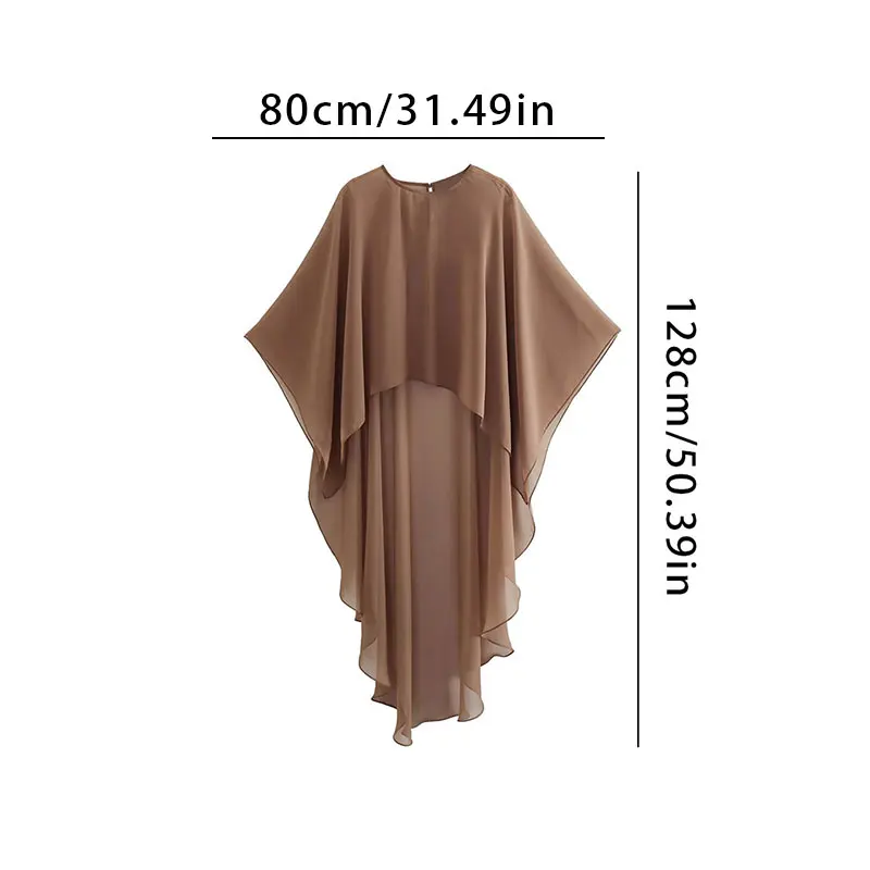 Poncho estivo moda donna top cappotto asimmetrico in Tulle Vintage elegante scialle lungo in Chiffon avvolge copricostume da sera