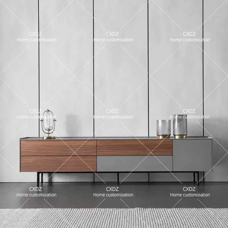 New Nordic Light Luxury TV Cabinet Modern Simple Baking Paint Living Room Audio Visual Ground Storage Unit Customizable