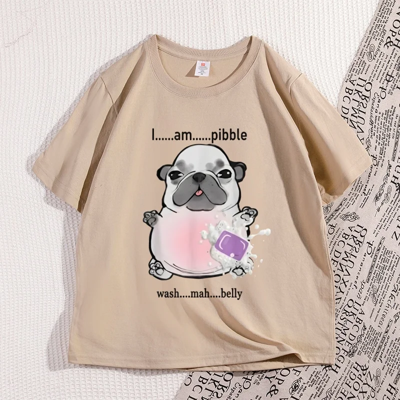 

Футболка I Am Pibble Wash My Belly, высококачественная футболка с забавным собачьим мемом, футболки с юмористическим рисунком, хлопковая уличная одежда с короткими рукавами