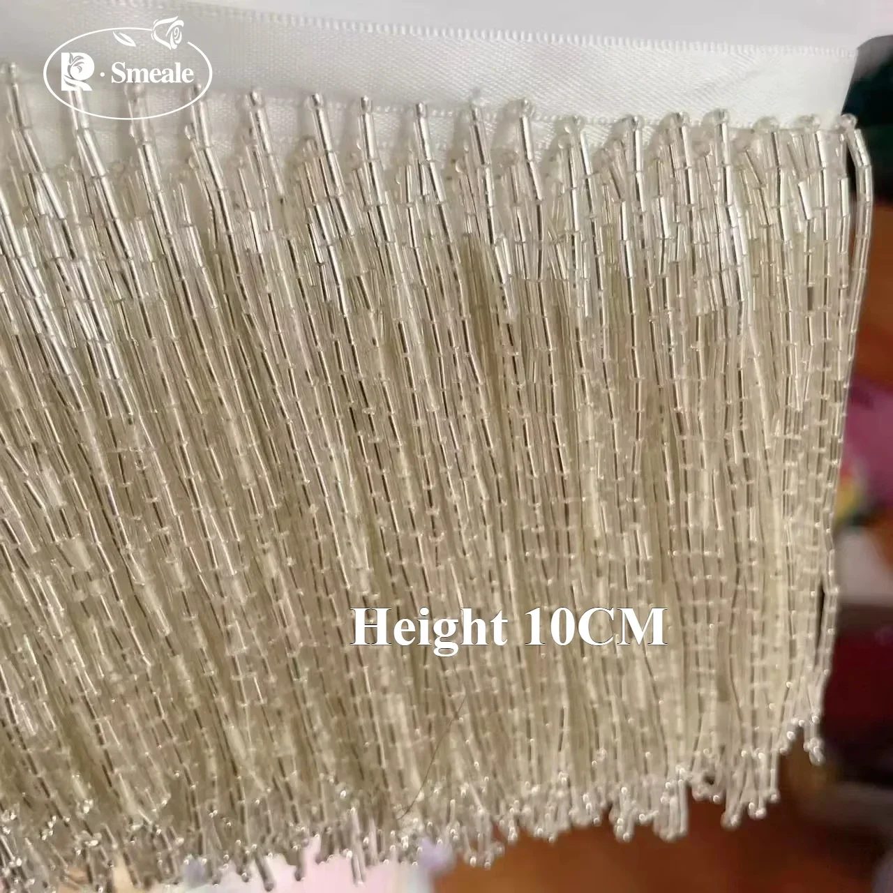 10CM Silber-Rote Perlenrohr-Quaste Kleiderzubehör Spitzenbesatz Hochzeits- und Abendkleid Perlenverzierung RS3052-3 – Detail 5