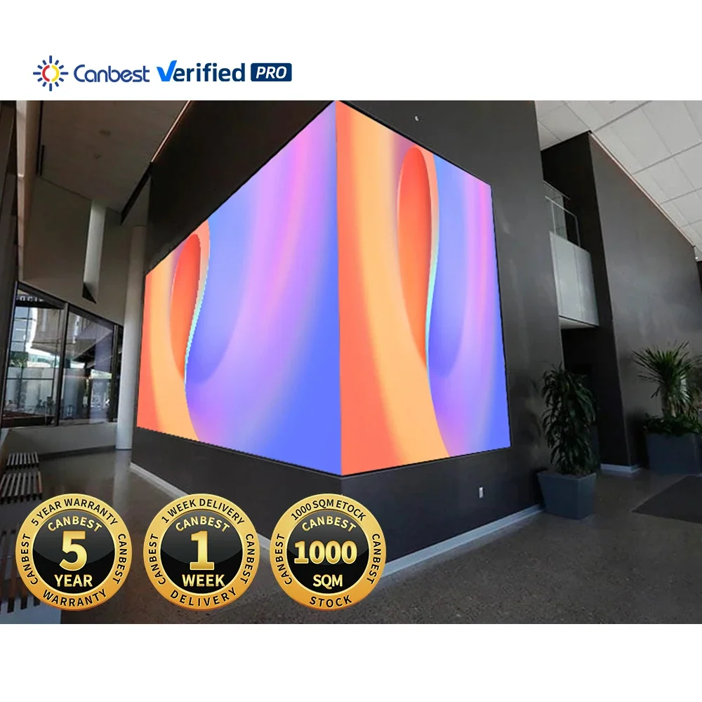 P1.9 P2.6 Fine Pitch Corner Mounted Indoor LED Display Panel Ceiling Cube LED Video Wall for Trade Show Advertising Exhibition B