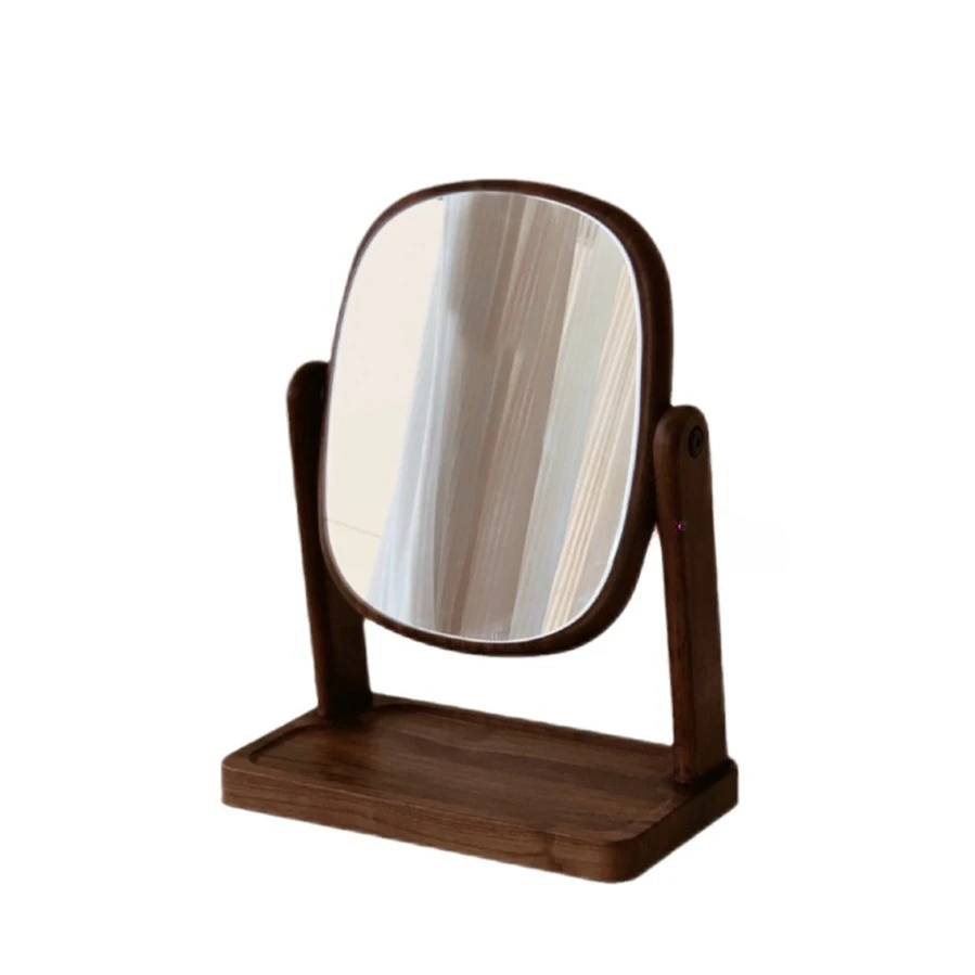 

Solid wood vanity mirror storage box integrated black walnut bedroom vanity mirror